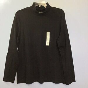 🌷Croft & Barrow Black Long Sleeve Mockneck Shirt NEW